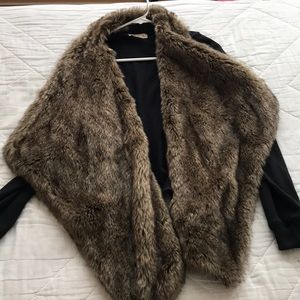 HOLLISTER faux fur black long sleeve cover up